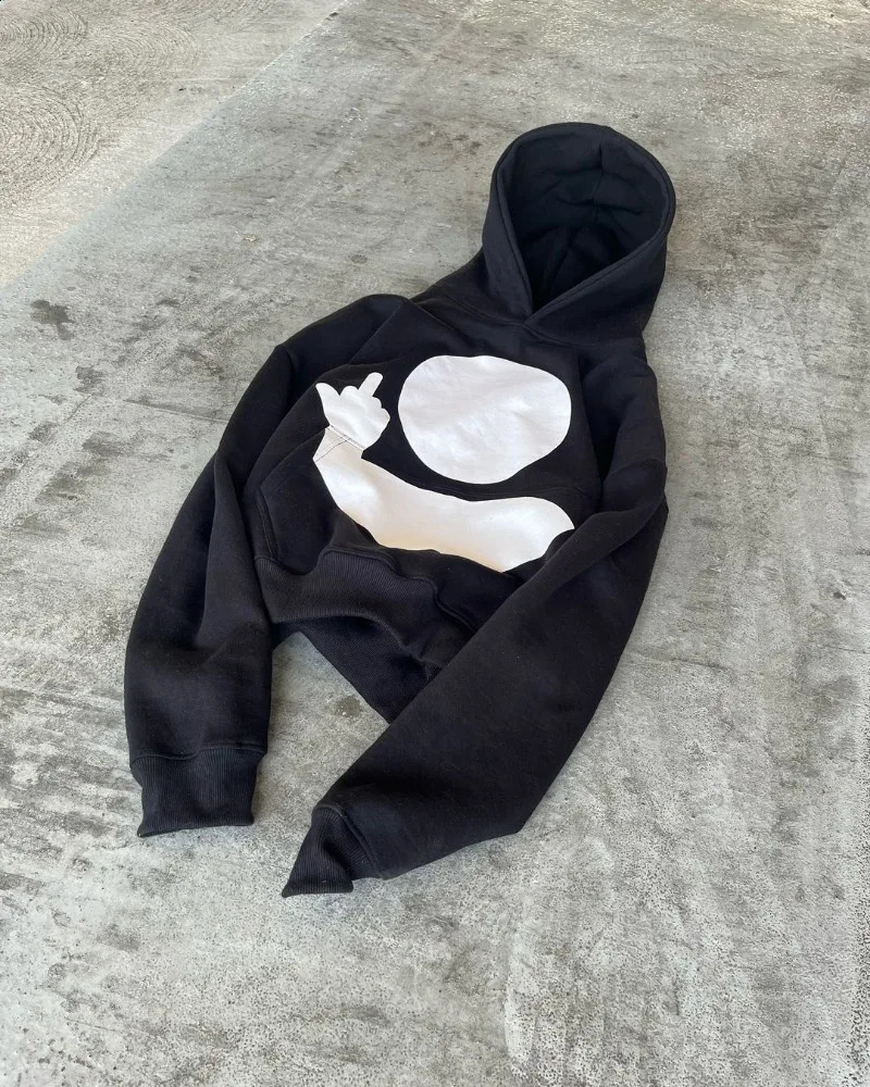 Street Fashion Cartoon Animation Printed Hoodie Men Y2k American Goth Hip-Hop Loose Casual Versatile Oversized Pullover Women 240914