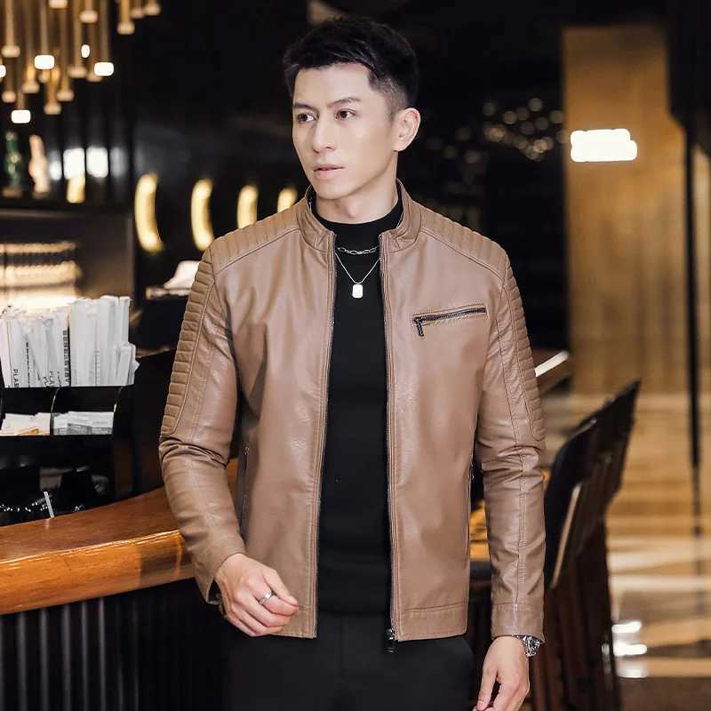SUPUSCREAT Mens New Artificial Leather Jacket Casual Slim Fit Spring/Summer Motorcycle Pu Clothing Mens Jacket W240918