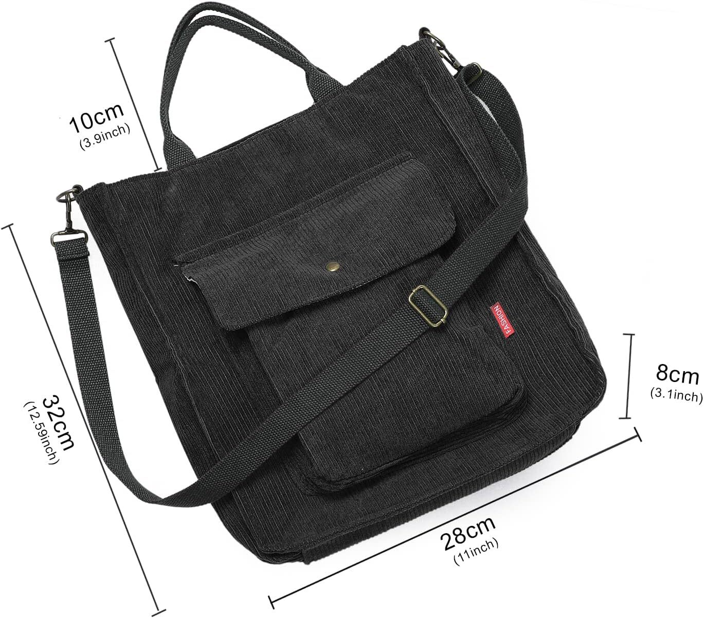Shoulder bag, women's ribbed veet large capacity casual handbag, shopping bag with zipper and pocket