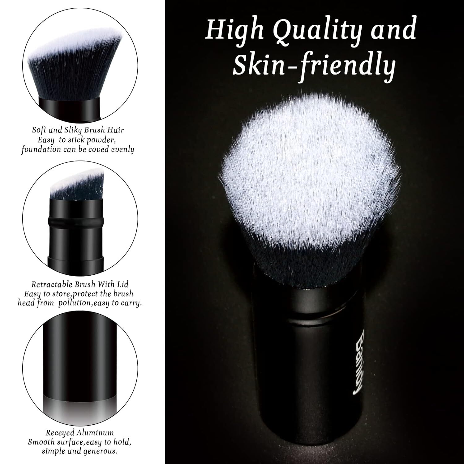 retractable spray gun kabuki brush suitable for all facial makeup and liquid foundation suitable for liquid face cream and foundation makeup aluminum 