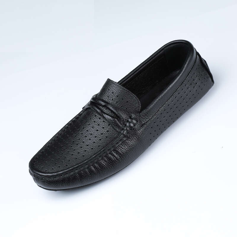 Top Quality Genuine Leather Loafers Men Brand Rubber Casual Mens Slip on Breathable Summer Flats Driving Shoes Man