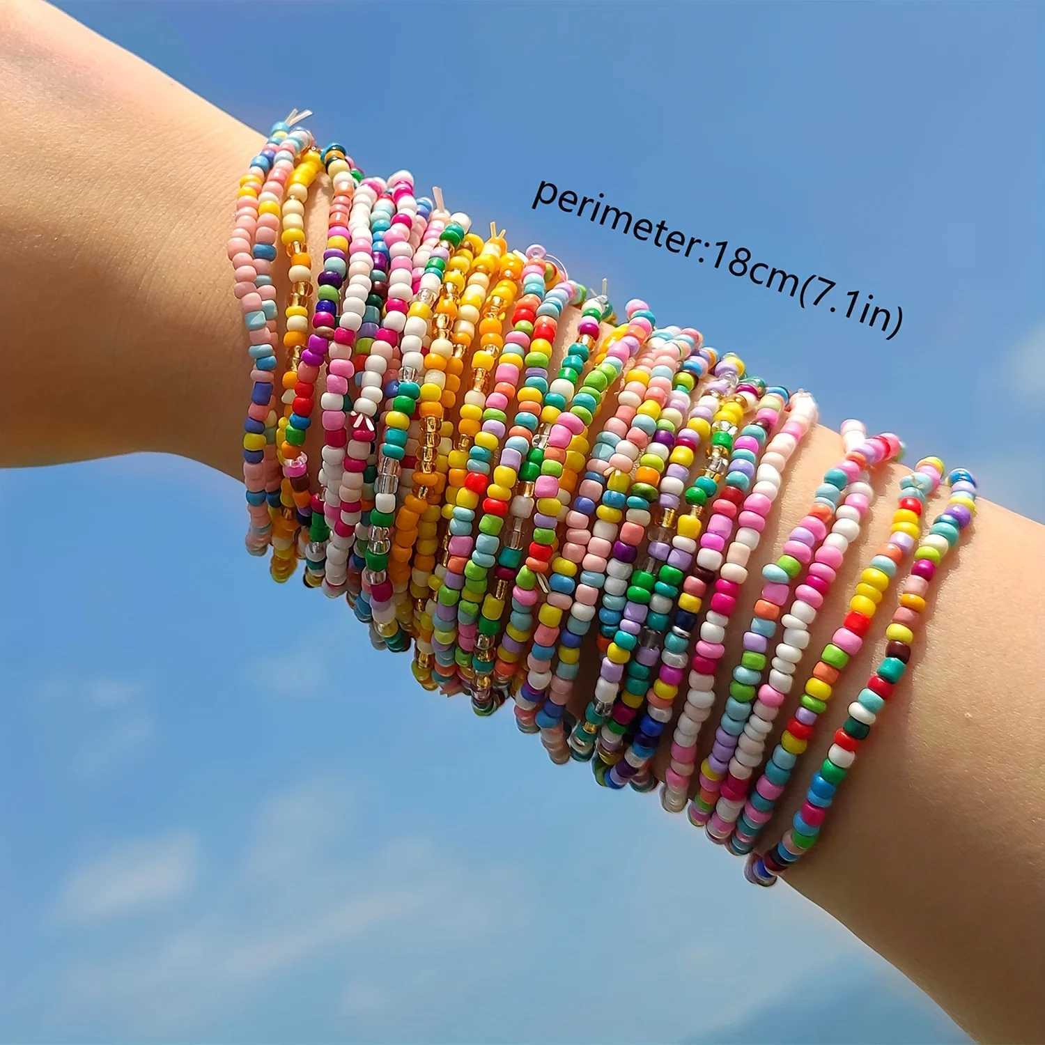 Vedawas 30pcs Beaded Bracelets Bohemian Style Colorful Beads Simple Stretchy Strand Summer Beach Vacation Party AccessoriesX240921