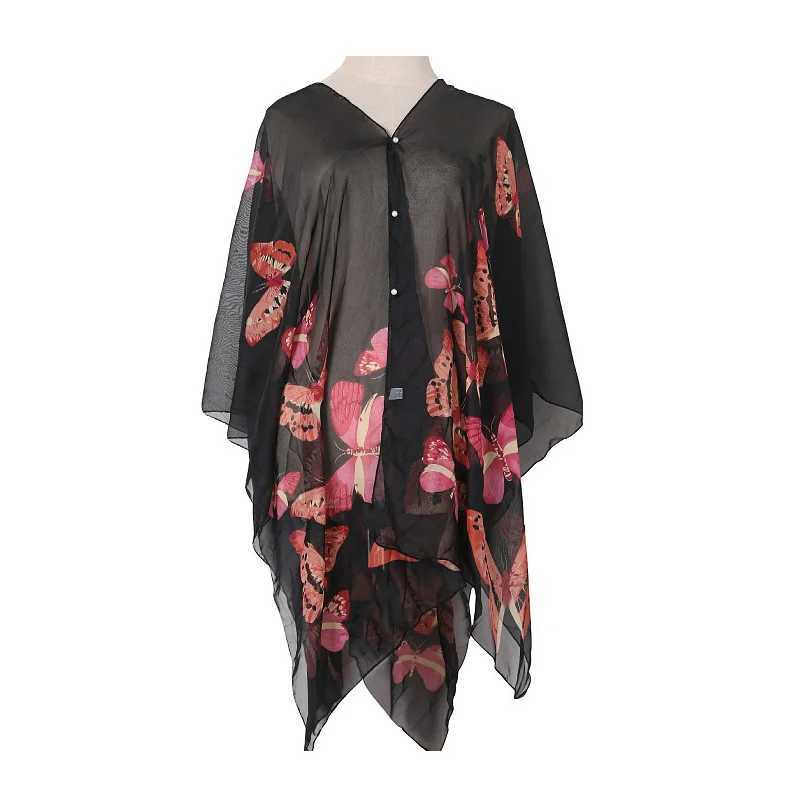 Womens Chiffon Sunscreen Shawl Fashion Printed Polyester Outdoor Beach Loose Top Multi Color Summer Scarf W240921