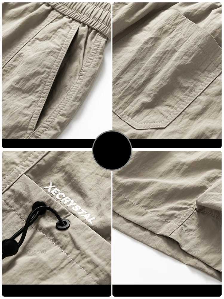 2024 New Summer Thin Shorts Pants Men Cargo Work Side Pockets Baggy Joggers Bermuda Knee Beach Short Pant Male Plus Size M-4XLX240921