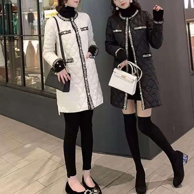 Autumn Winter Womens Elegant Fashion Loose Parkas Top Ladies Casual All-match Cardigan Coat Female Buttons Long Jacket Outwear 240914