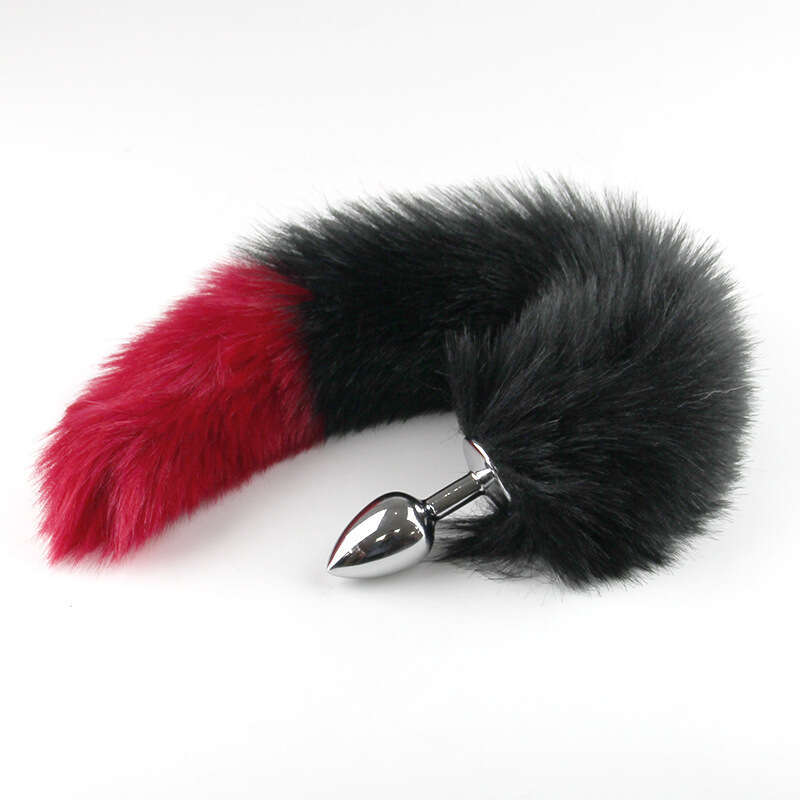 Color blocked fox tail anal plug SM training instruments, anal plug in the backyard, female metal anal plug, alternative sex toy