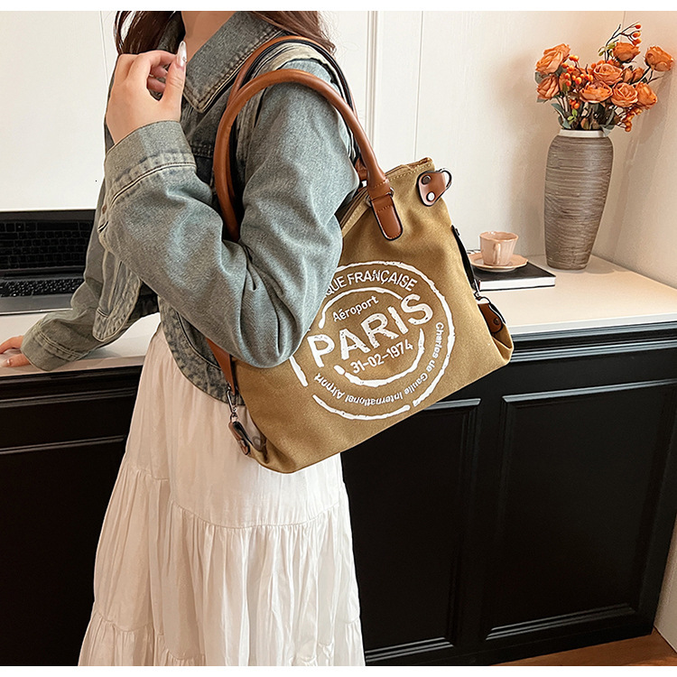 2024 Fashion Handheld Large Capacity Summer New Casual Multi functional Canvas Shoulder Women's Bag Free Shipping