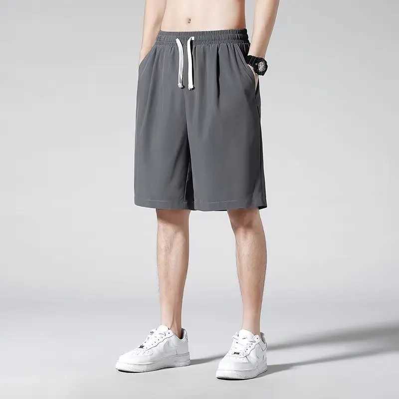 2023 Cargo Shorts Elastic Waist Thin Loose Pockets Outwear Keep Cooling Drawstring Solid Color Summer Cargo Shorts Men ClothesX240921