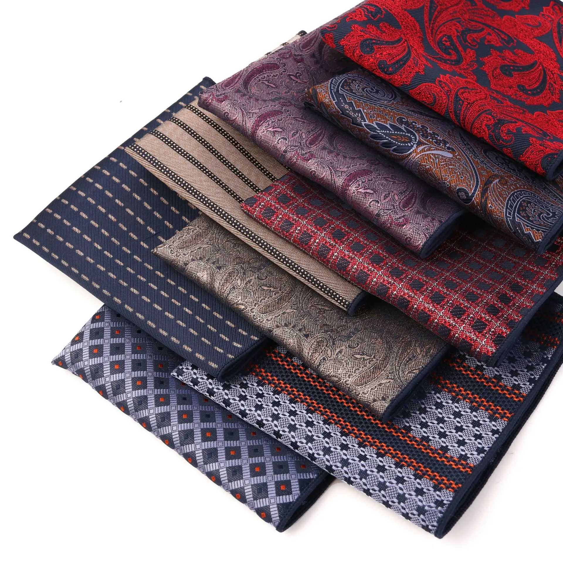 Wine Wedding Handkerchief For Mens Suit Pocket Square Wine Red Paisley Stripe Hanky Wedding Women Men Handkerchief AccessoriesX240921
