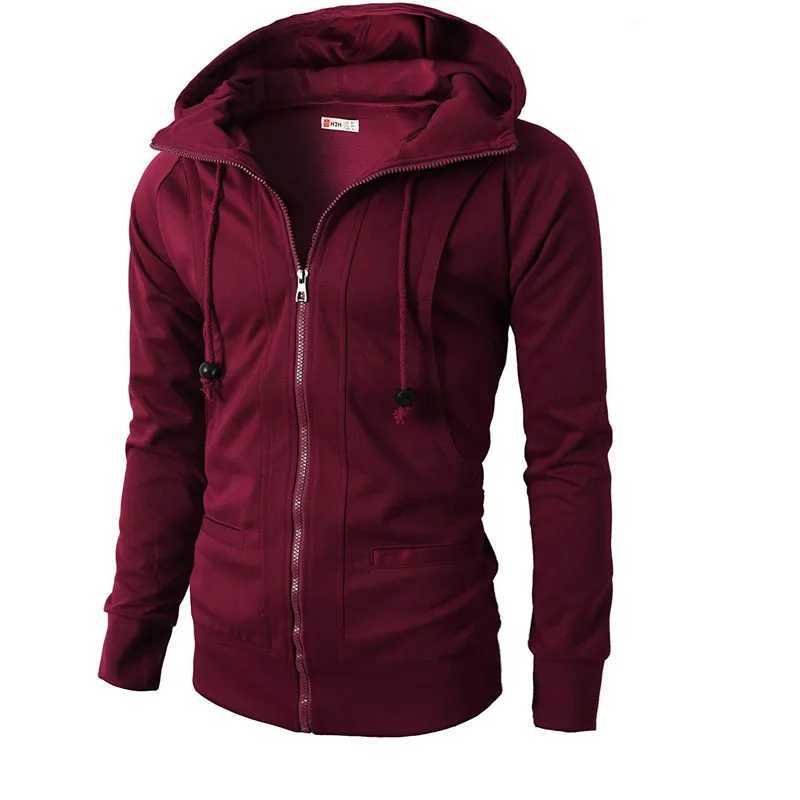 Mens sportswear casual mens solid color spring coat 2023 mens hooded sweatshirt sports jacket zipper fitness hooded MY042 W240920