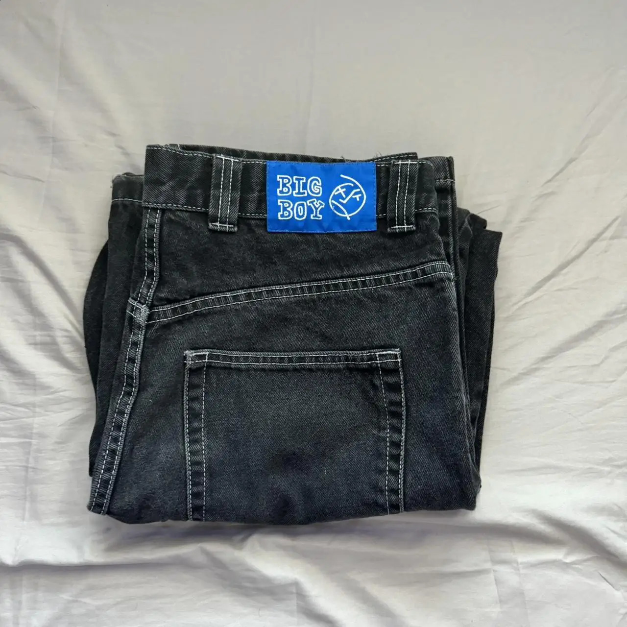 Hip Hop Polar Big Boy Jeans Embroidery High Quality Y2k Pants Vintage Streetwear Baggy Mens Waist Wide Trouser 240911