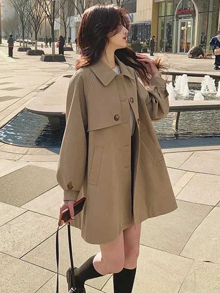 Classic Office Lady Trench Coats Formal Women Windbreake Jackets Spring Fall Outwear Gabardina Long Sleeve Chaquetas NewX240921