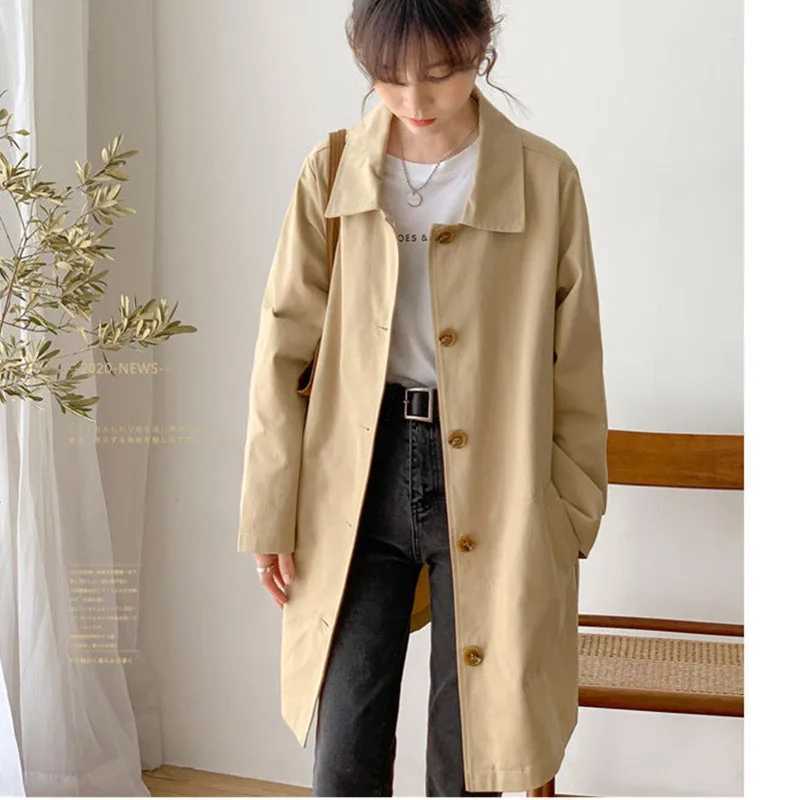 2023 Spring Casaco Feminino Trench Coat Women Loose Windbreaker Coat Female Black Mid-Length Cardigan Outerwear FemaleX240921