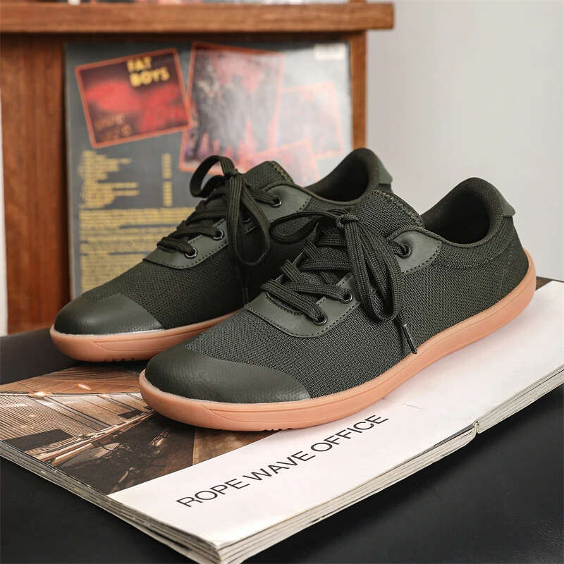 Green Mesh Male Summer Wide Barefoot Shoes for Men Outdoor Minimalist Walking Sneakers Breathable Comfortable 48