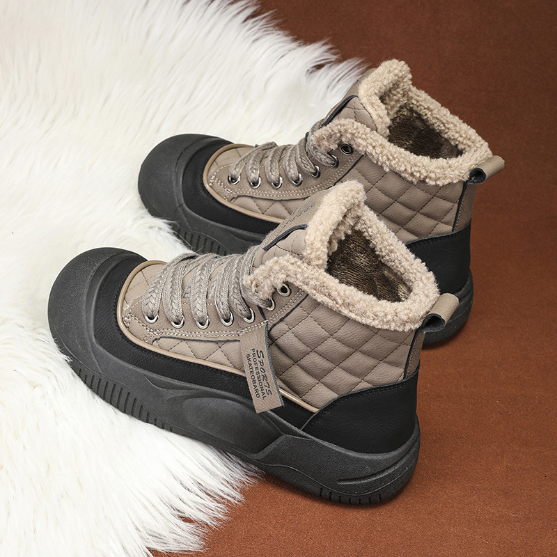 Designer Cotton Shoes Women In With Thickened Veet 2024 Autumn Winter New High Cut Thick Soled Snow For Sports And Leisure Non Slip Short Boots