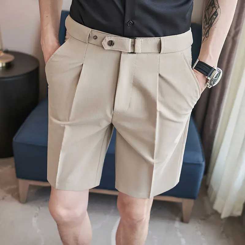 Comfortable Elastic Waist Cargo Shorts Straight Simplicity Handsome Button Pockets Solid Zipper Fashion Casual Mens ClothingX240921