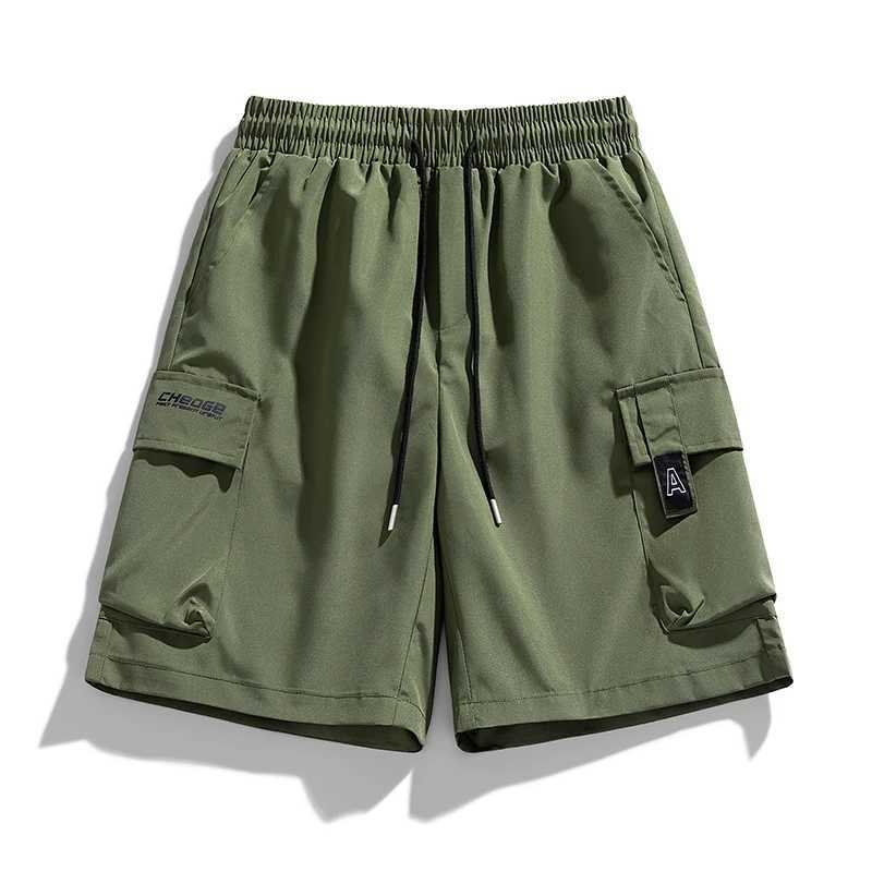 Mens Cargo Shorts with Elastic Waist and Drawstring - Perfect for Cycling Fitness and Outdoor ActivitiesX240921