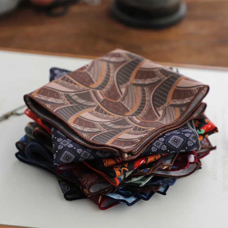 Hongkong Street Style Flower Dots Printed Pocket Square Men Adult Brown Navy Animal Handkerchief Towel Formal Suit Tuxedo HankyX240921