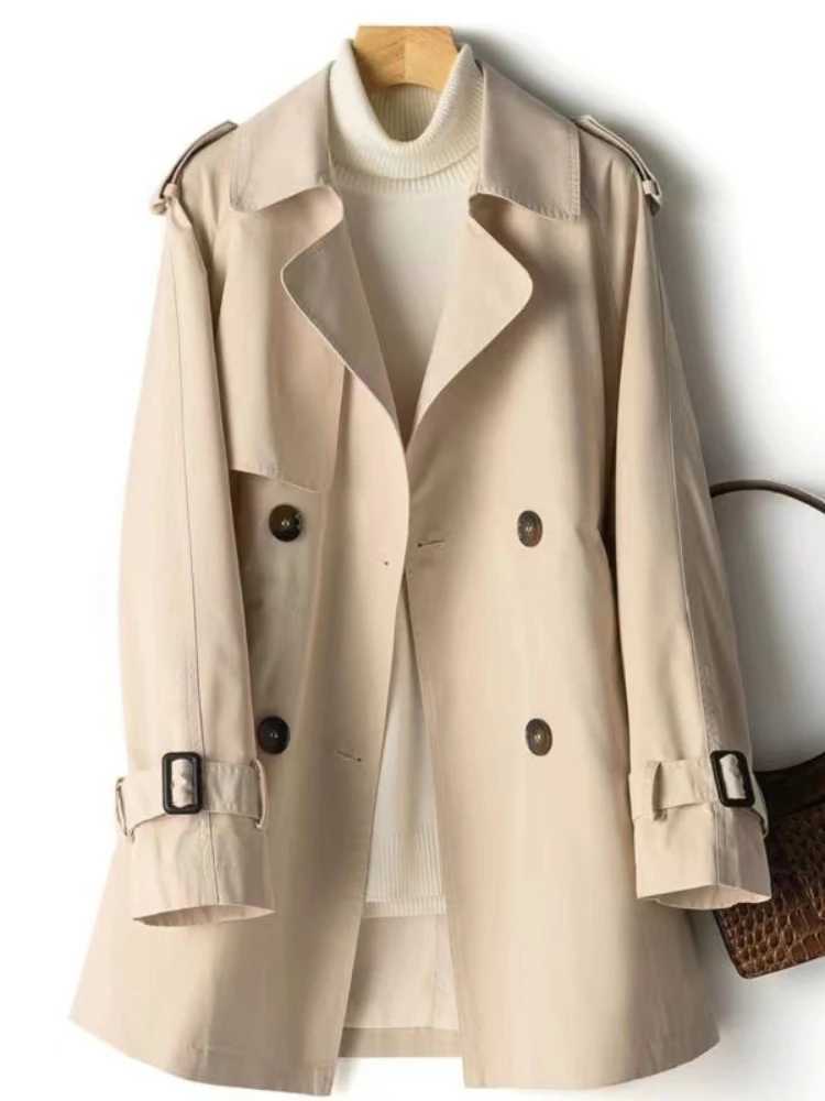 Windbreaker Womens Medium Length Versatile 2024 Spring and Autumn New Korean Waist Jacket Trench Coat for Women CoatX240921