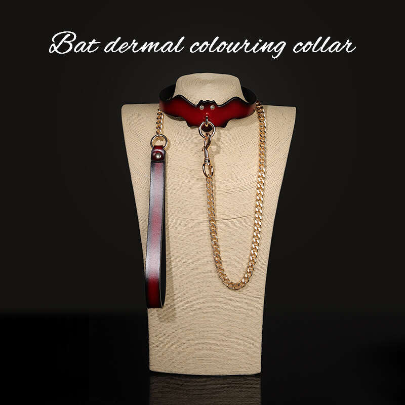 SM Sex Prop Bat Binding Neck Set Female Dog Training Genuine Leather Traction Collar Alternative Adult Products Hair Replacement