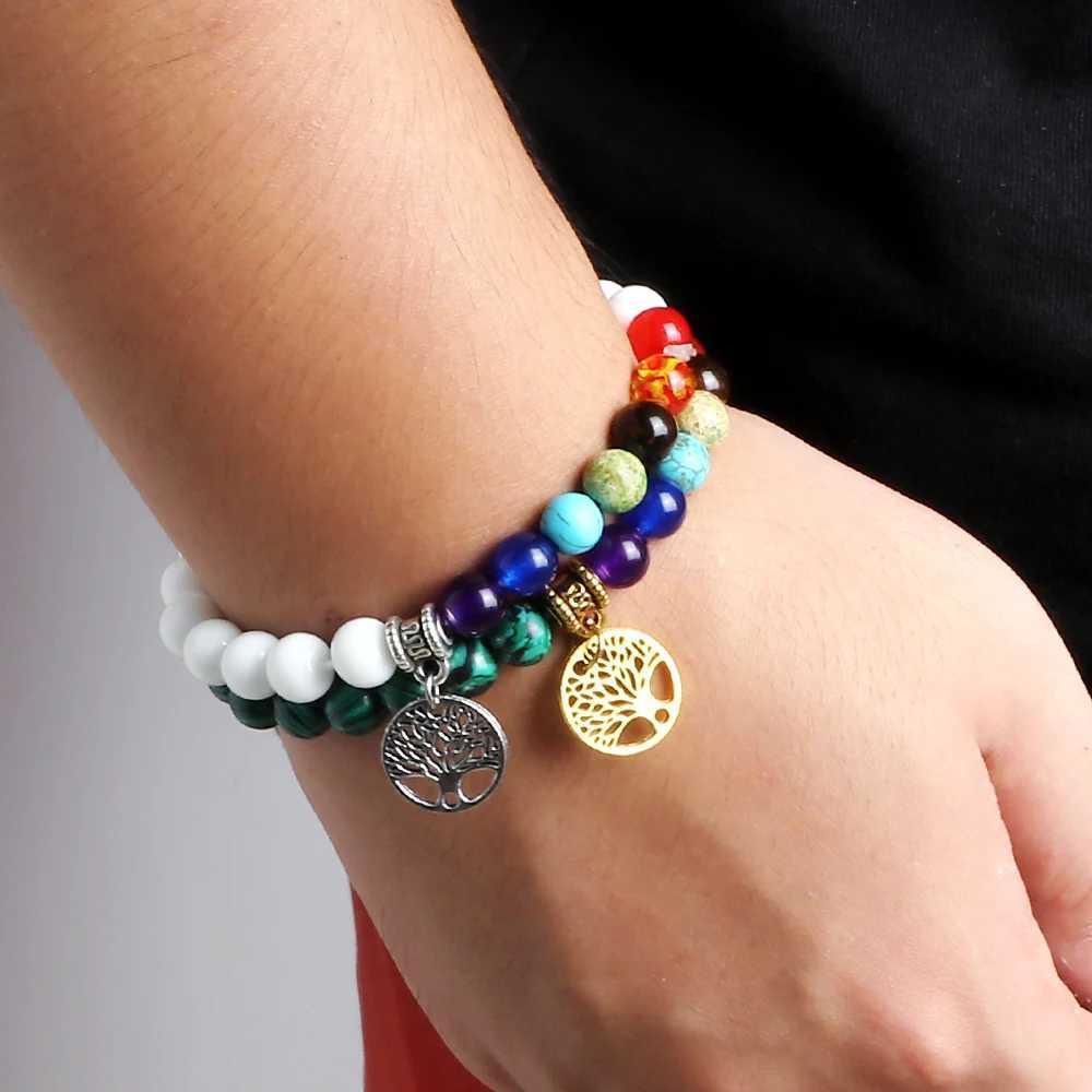 Hot 7 Chakra Life Tree Bracelets Natural Stone Reiki Healing Engry Beads Bangles Women Men Yoga Bracelet Meditation Jewelry GiftX240921