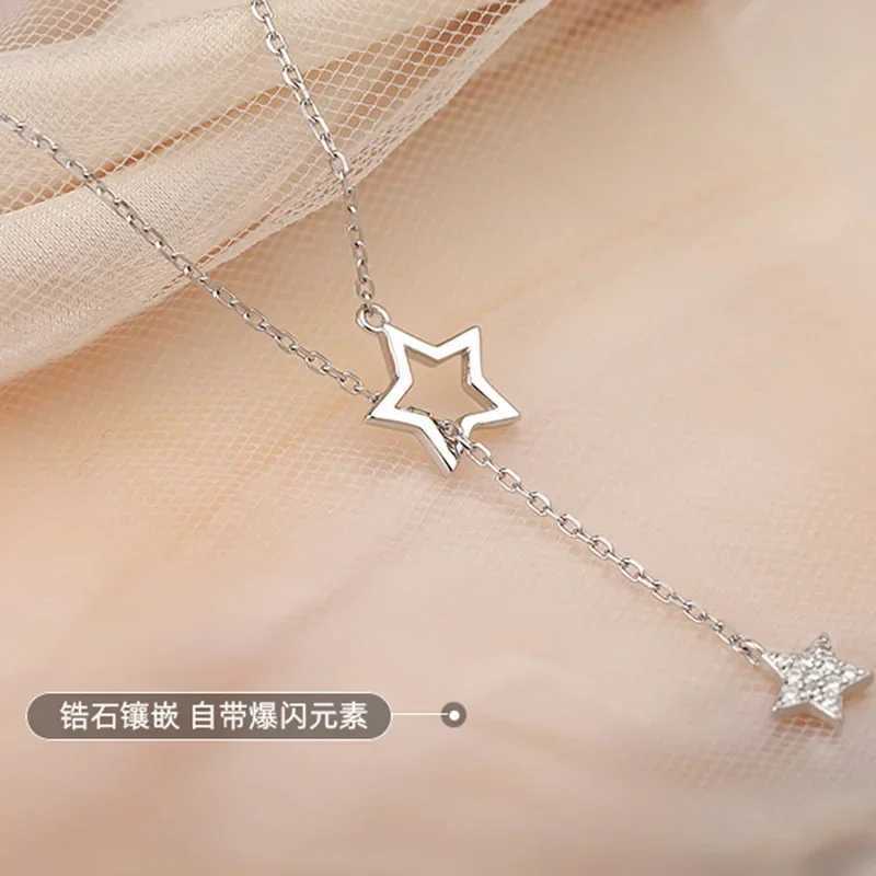 Hot selling exquisite silver gold-plated pentagram necklace sparkling zirconia star pendant Kravik chain womens fashion jewelry W240918