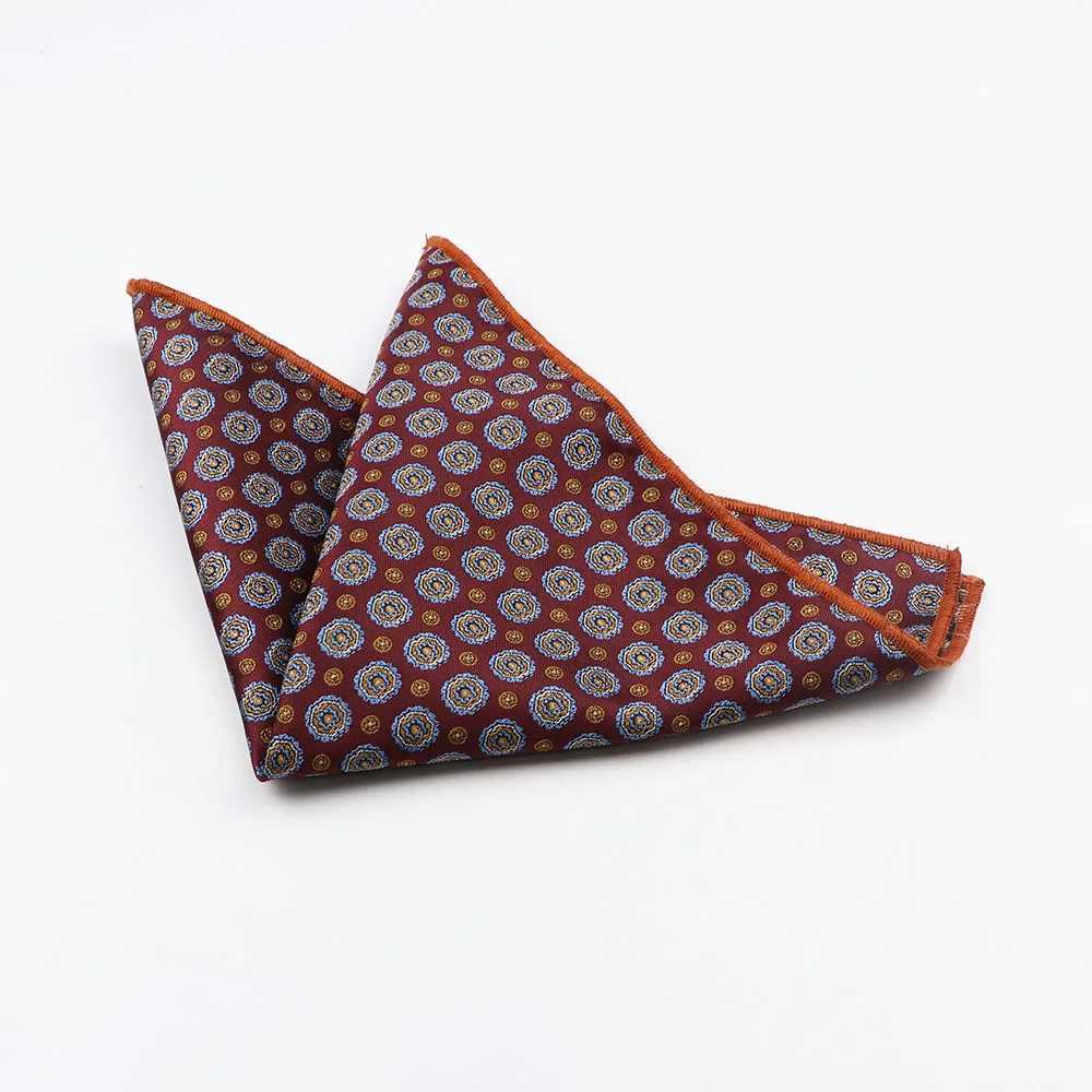 Polyester square mens scarf retro business suit fabric Hanji mens pocket square handle 24 * 24cm W240921