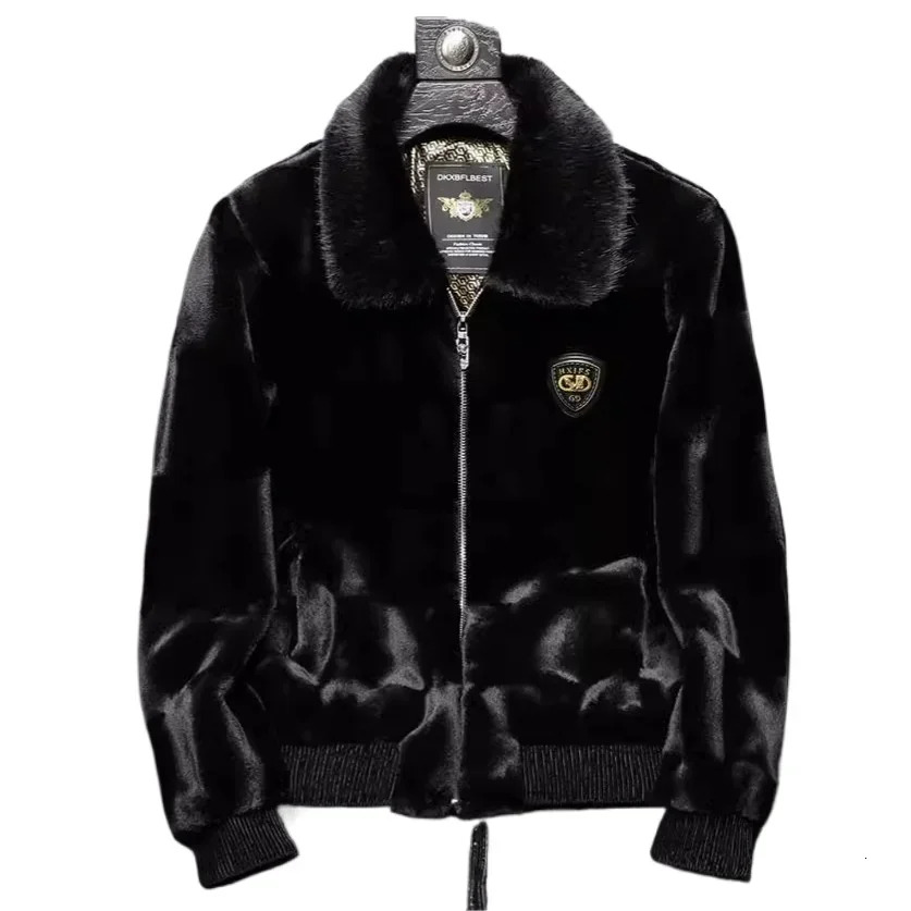 Winter Mens Faux Fur Leather High-Quality Solid Color Wool Er Thick Warm Jacket Outdoors Cold-Proof Coats Men Clothing