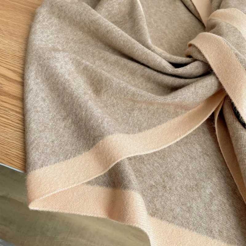 Soft double-sided cashmere knitted shawl for women solid color triangular shawl windproof and warm accessories W240921