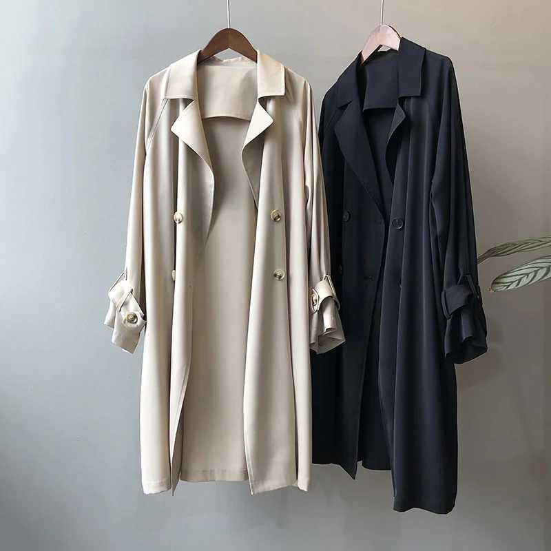 Trench Women Office Lady Baggy Temper Minimalist French Style Autumn Coat Fashion Vintage Harajuku All-match Classic Long SleeveX240921