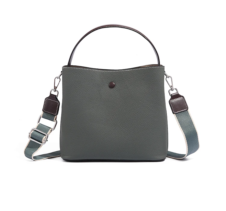Designer Genuine Leather Bucket Bag Vintage Constrast TLXT Handbag for Women Large Capacity Women Shoulder Purse Lady Luxury Designer Tote Handbag