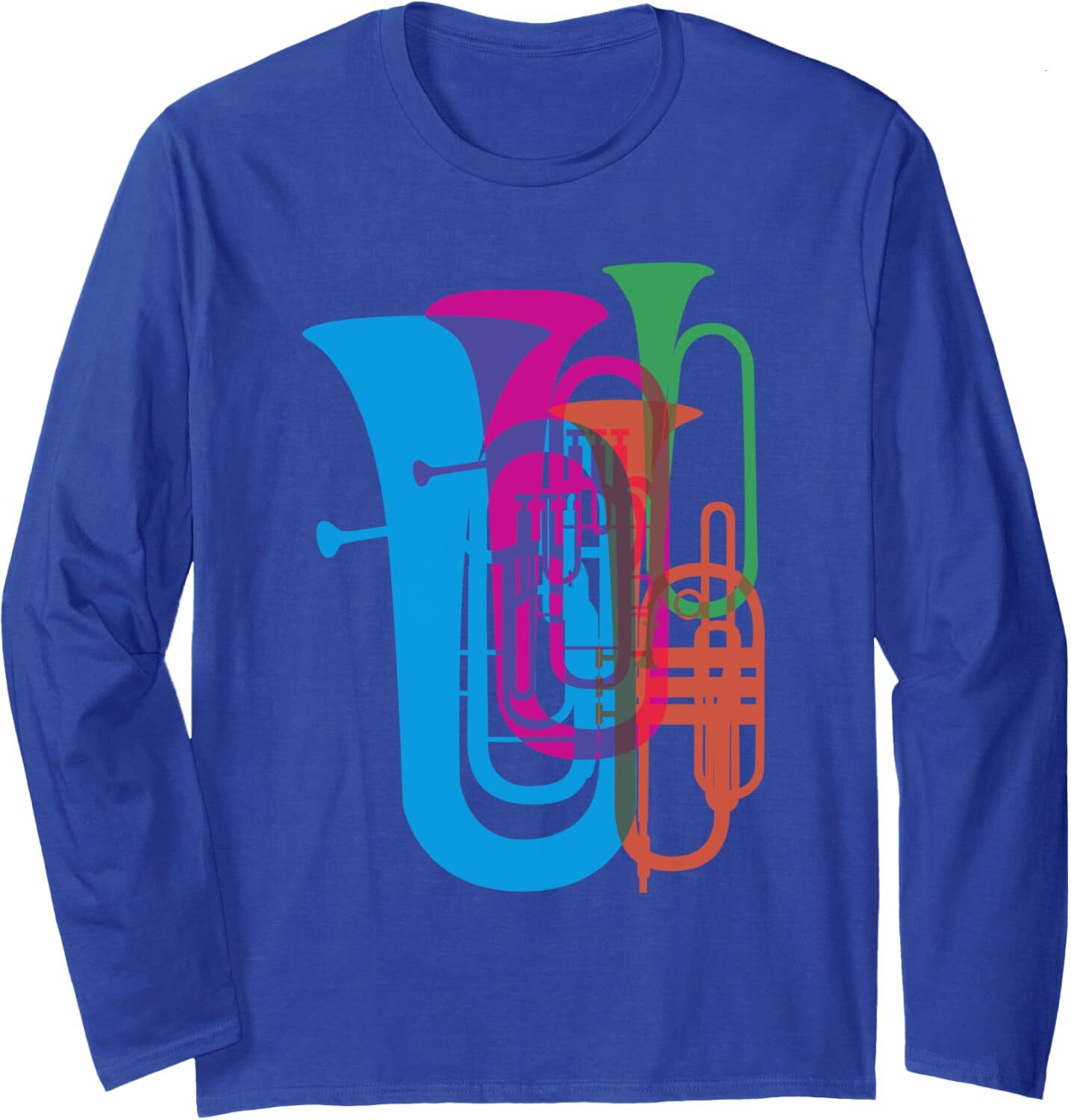 Long Sleeve Shirts for Men sweatshirt Colorful Tuba Brass Instrument Gift for Musician Long Sleeve Tee Streetwear Casual tops clothes