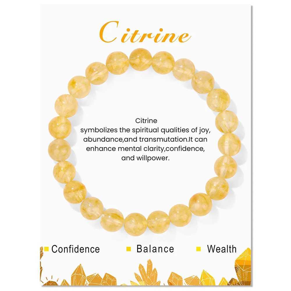 Natural Citrines Beaded Bracelet Yellow Quartzs Natural Stone Lapis Lazuli Amethysts 8mm Beads Bracelets With Card For Women MenX240921