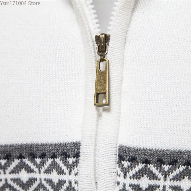 Men's Half Neck High Elastic Tight And Warm Knitted Pullover Casual Fashion Street Striped Sweater Men Clothing