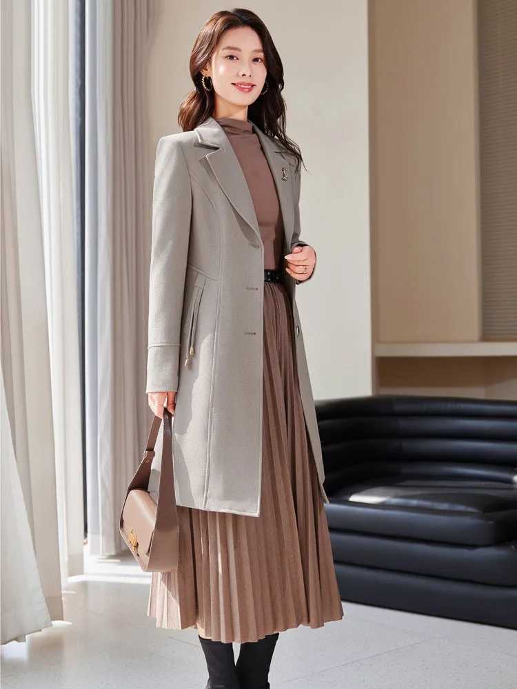 High End Female Coat Long Slim Trench Coat For WomenS England Single Breasted Khaki Women Windbreaker Larger Size OutwearX240921