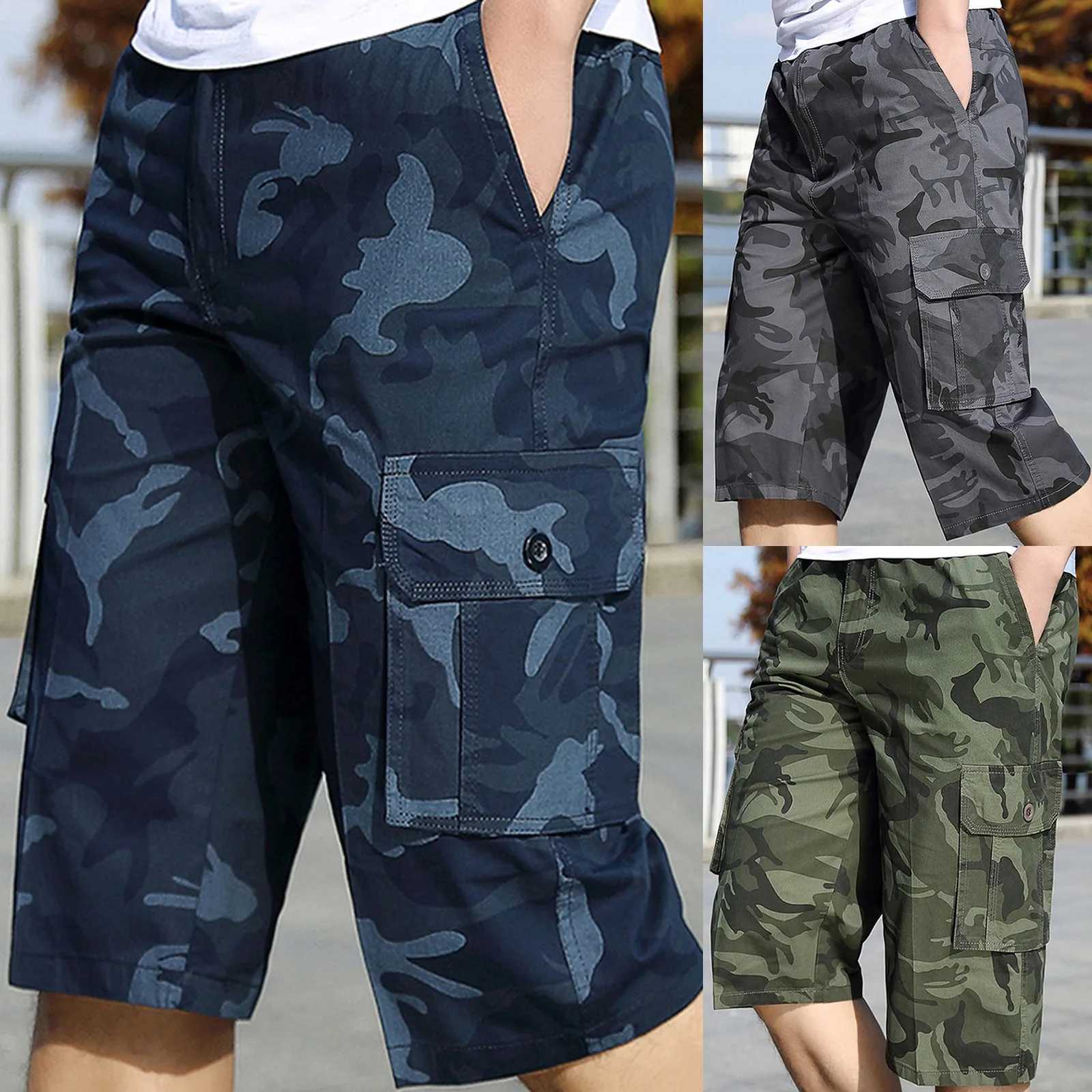 Men Cargo Shorts 2024 Men Summer Casual Cotton Multi Pockets Hot Breeches Cropped Trousers Military Camouflage Shorts 2xl-6xlX240921