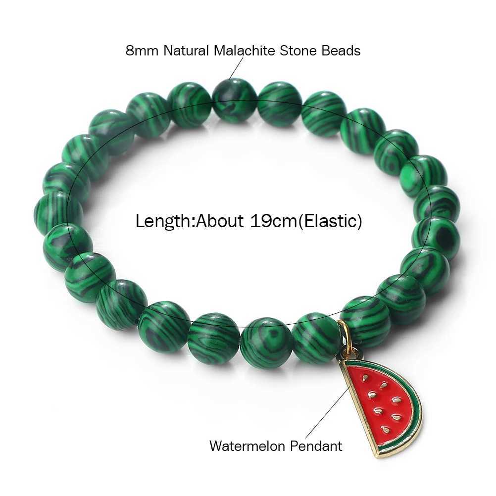 Fashionable Malachite Stone Beads Bracelets Women Boho Fruit Watermelon Bracelet Bangle Girls Charm Prayer Summer Jewelry GiftX240921