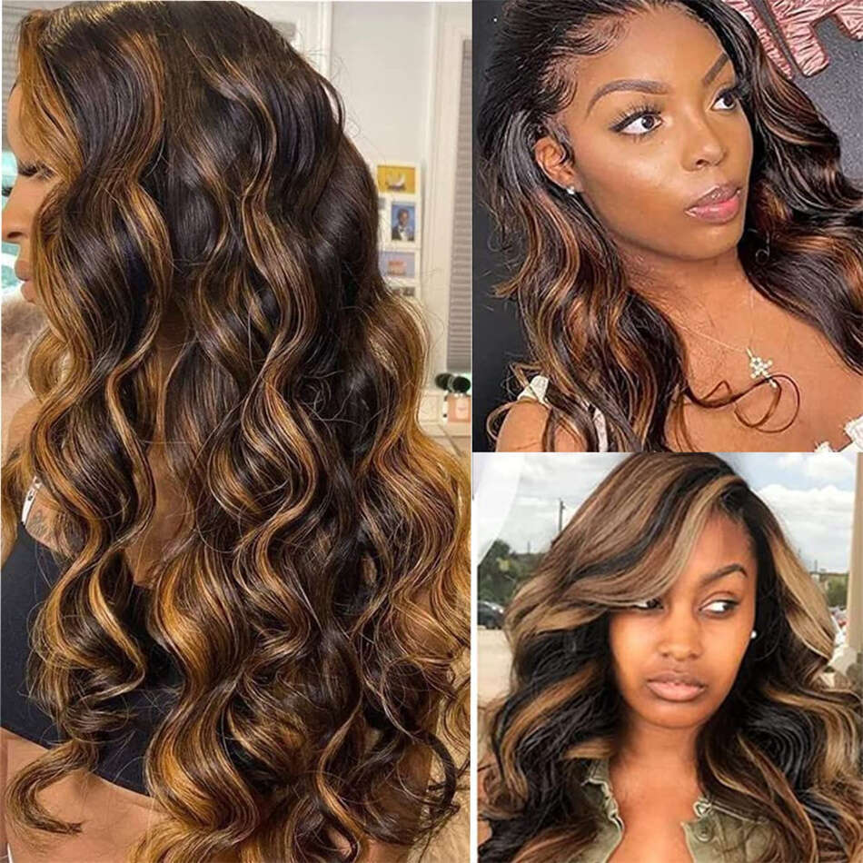 180% Highlight Glueless Ready to Wear 13x4 Transparent Frontal Human Hair Wigs without Glue 6x5 HD Lace Front Wig 1B/30