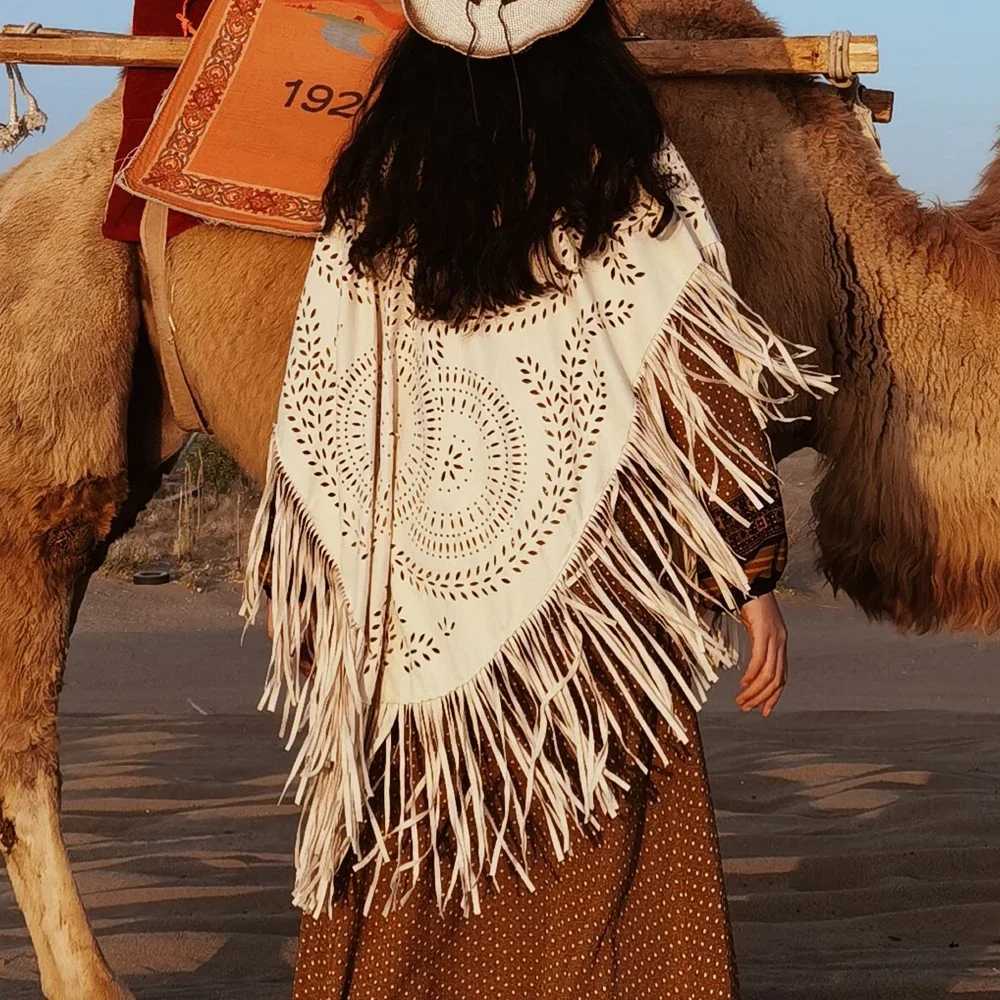 2024 Summer Long Womens Shawl Open style Raincoat Elegant Suede Tassel Retro Simple Multi color Direct Shipping W240921