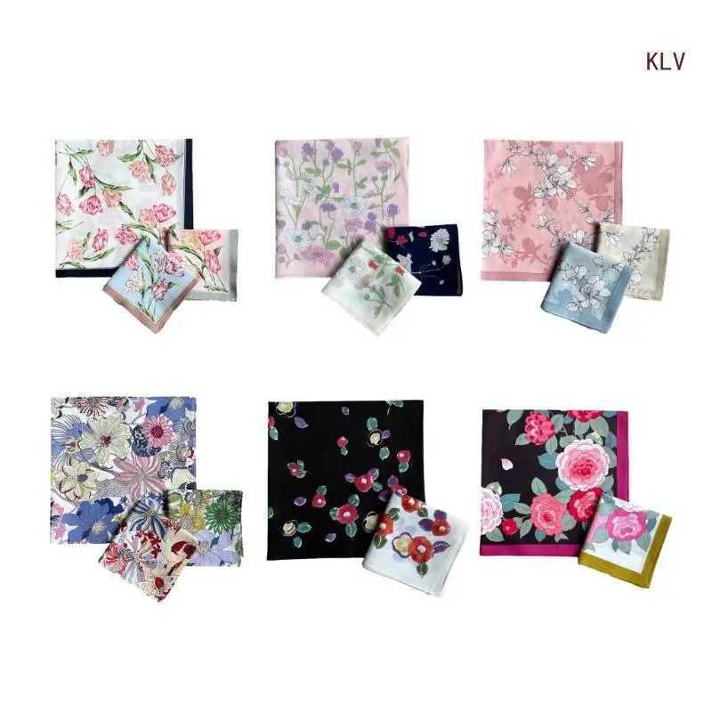 Colorful Hankie Women Handkerchiefs Polyester Floral Pattern Super Soft Washable Hanky Chest Towel Pocket HandkerchiefsX240921