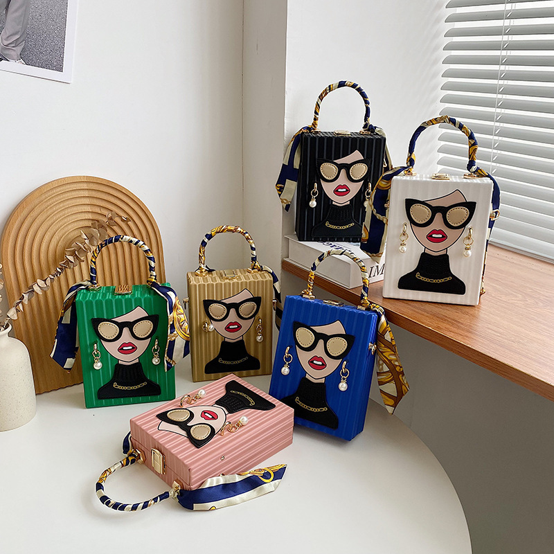 Evening Bags for Women 2024 New Fashionable Leather Shoulder Bag Woman Hard High Quality Hip Hop Party Designer Handbag