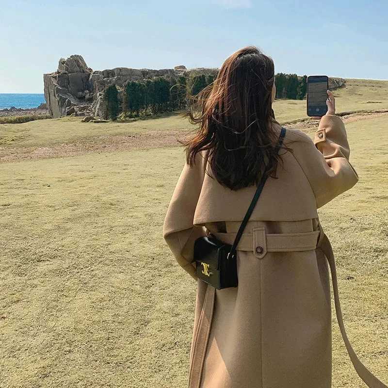 Elegant Loose Windbreaker for Women Fashion Long Sleeve Simple Solid Trench Coat Casual Single Breasted Overcoats Autumn DailyX240921
