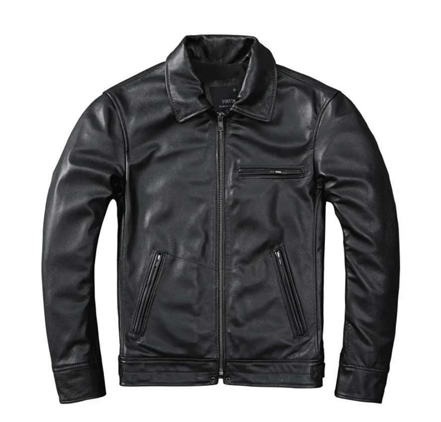 100% natural leather jacket mens winter and spring street clothing sheepskin coat mens motorcycle leather jacket W240918