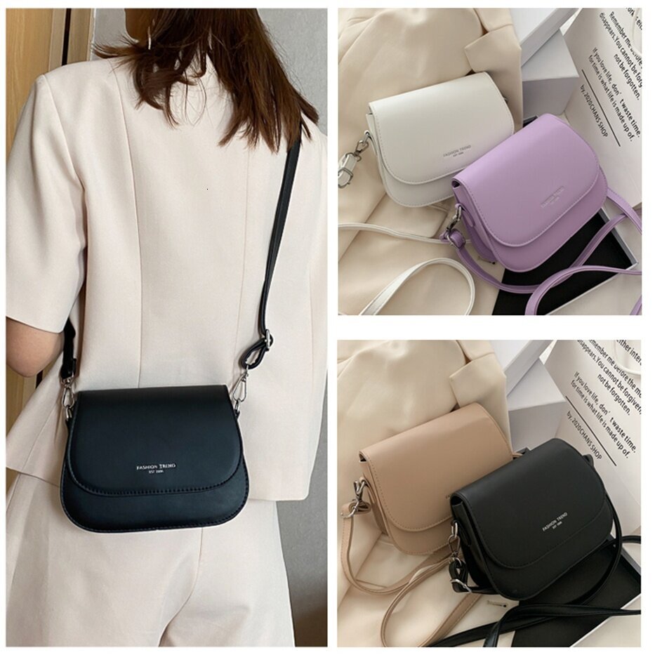 Ready Stock From Malaysia Women PU Leather Saddle Shoulder Vintage Solid Color Flap Crossbody Bag