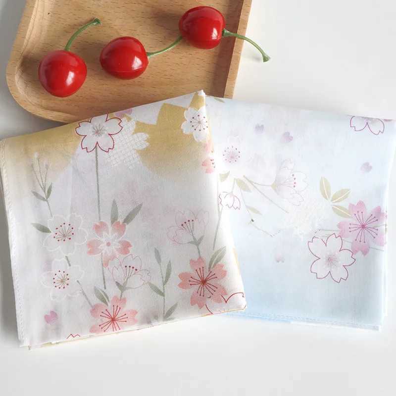 3 pieces of 45x45cm square pure cotton fashionable cherry blossom womens handles womens facial towels party gifts W240921