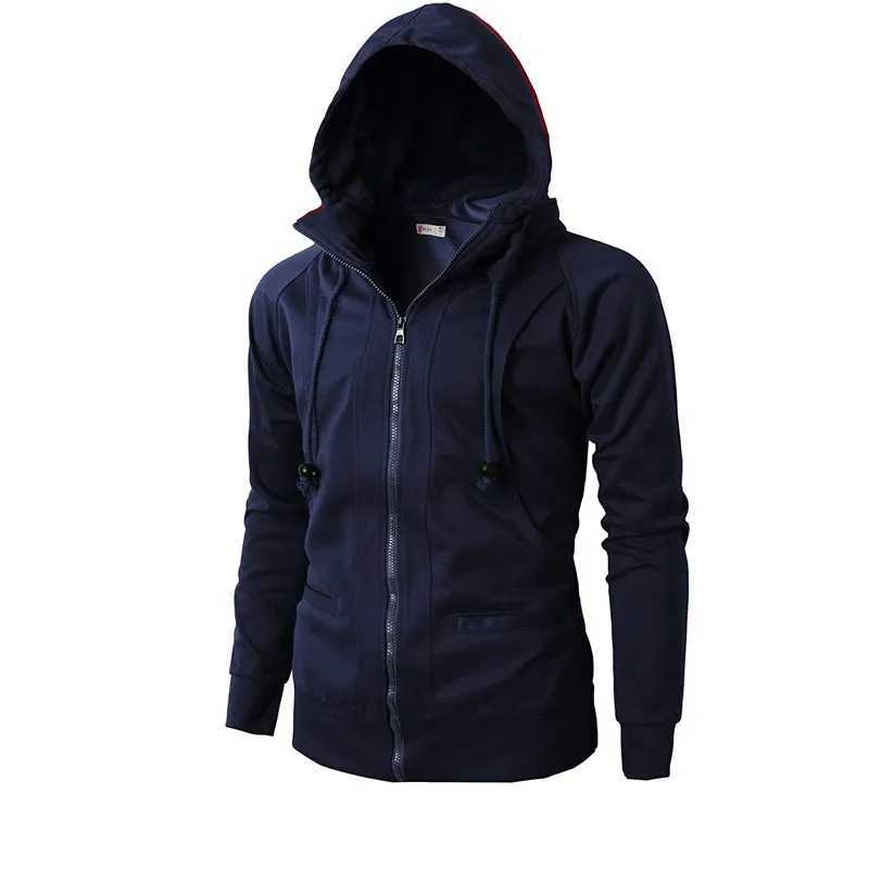 Mens sportswear casual mens solid color spring coat 2023 mens hooded sweatshirt sports jacket zipper fitness hooded MY042 W240920