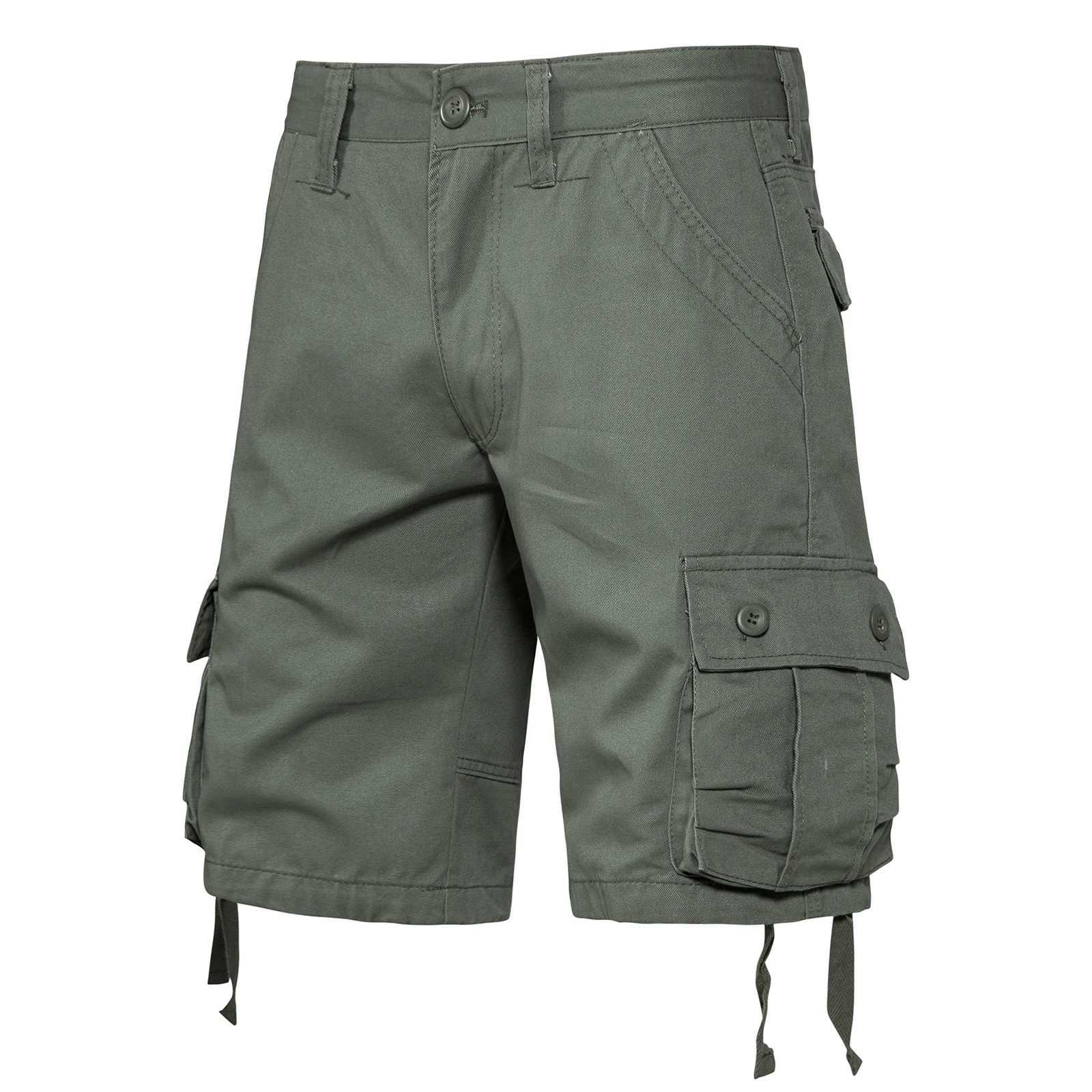 Cotton Cargo Shorts Men Summer Knee Pants Utility Outdoor Hiking Tactical Multi-pocket Breeches Y2K Sports ShortsX240921