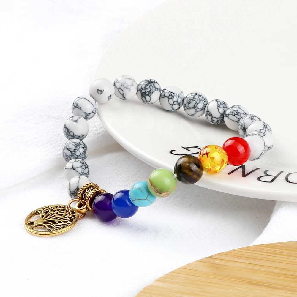Hot 7 Chakra Life Tree Bracelets Natural Stone Reiki Healing Engry Beads Bangles Women Men Yoga Bracelet Meditation Jewelry GiftX240921