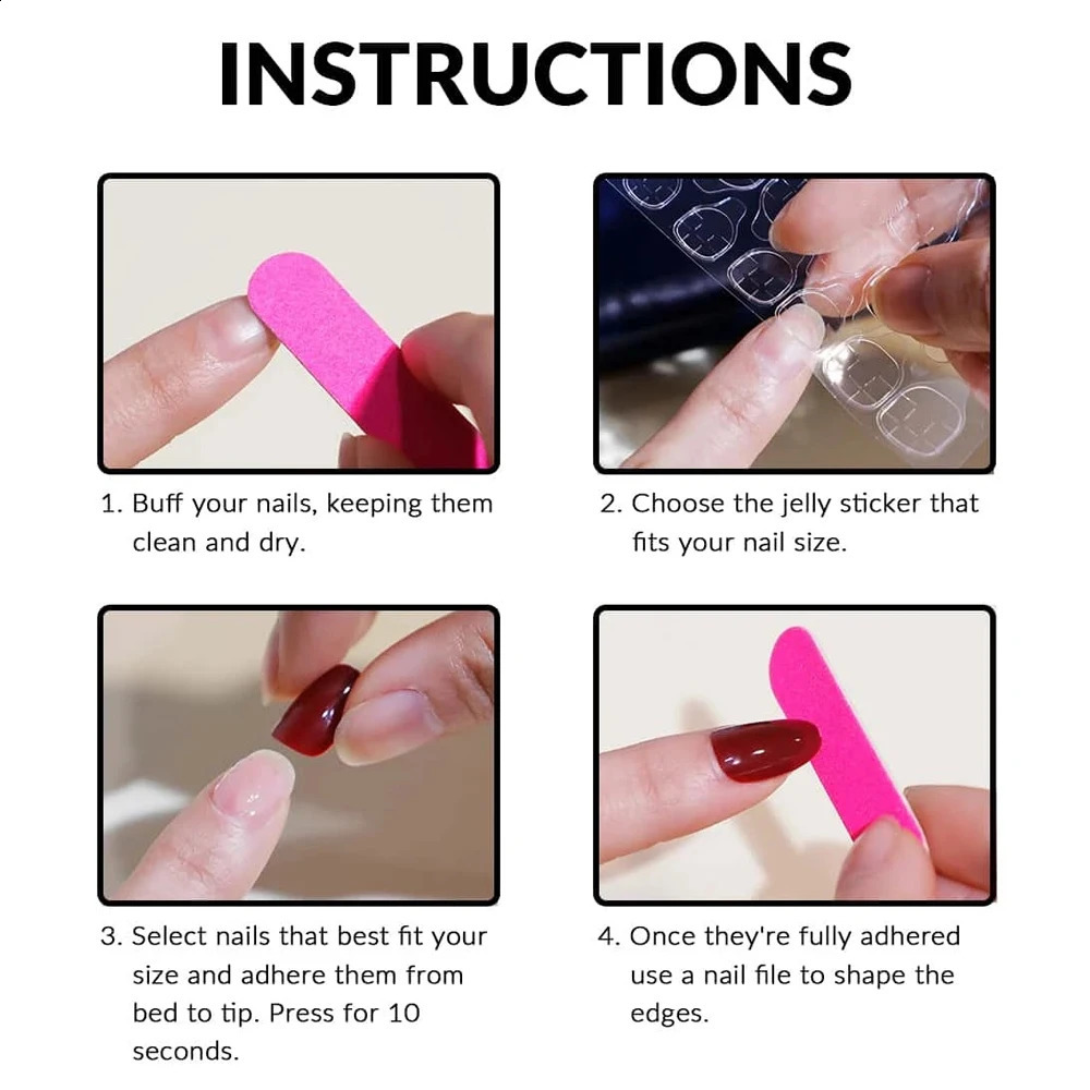 24pcs press on nails short square Wine red press on nails Solid color sweet french tip press on nails cute nail 240914