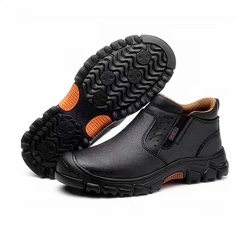 Mens work waterproof leather safety shoes anti slip industrial shoes shock-absorbing stamping composite steel toe caps 250226
